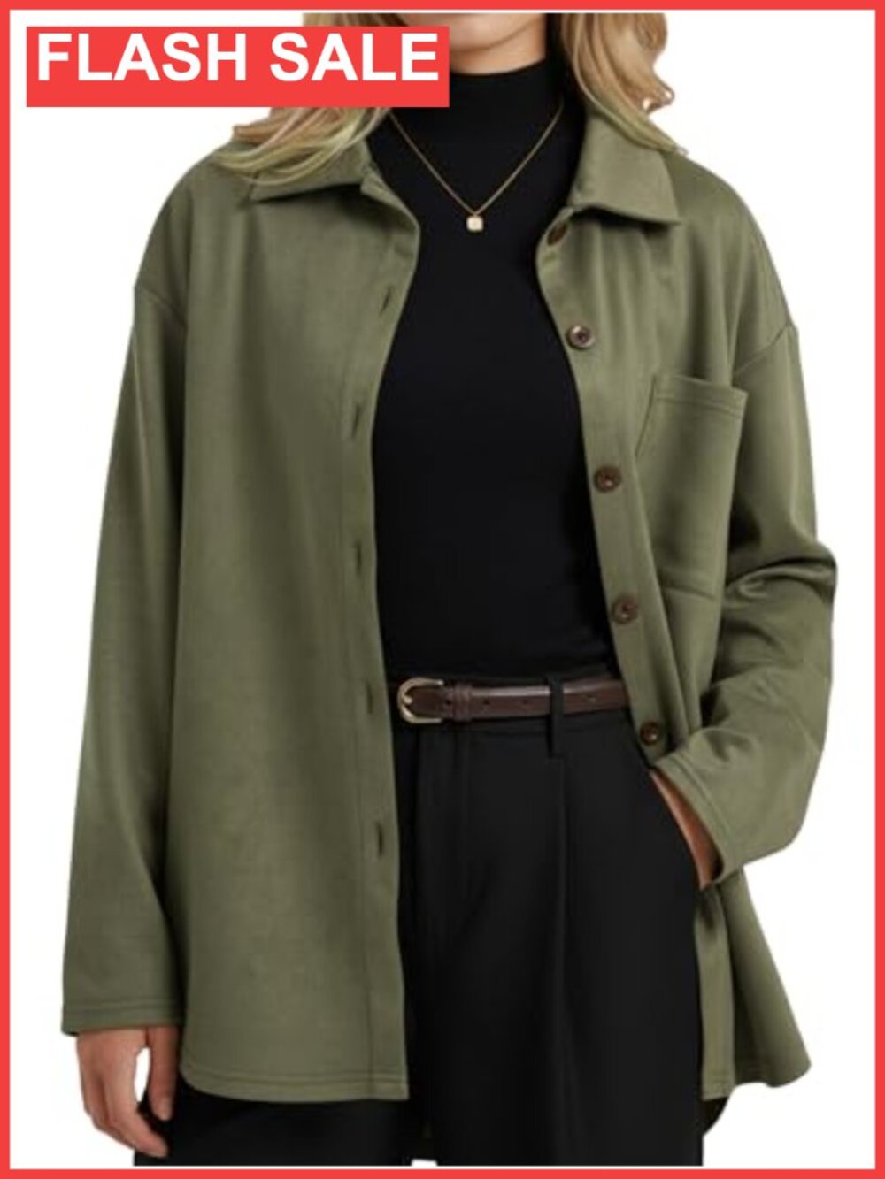 ENMAIN Faux Suede Button Down Shirt Womens Long Sleeve Casual Fall Top